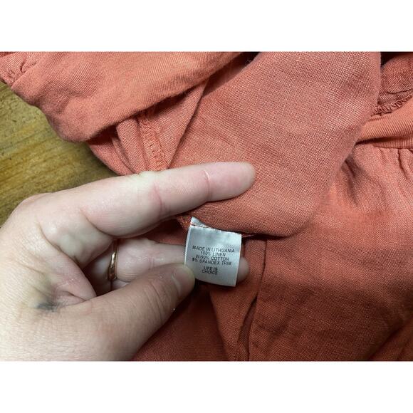 Flax Womens Pants Red 100% Linen Drawstring Casual Tapered Lightweight Size P - Picture 6 of 10